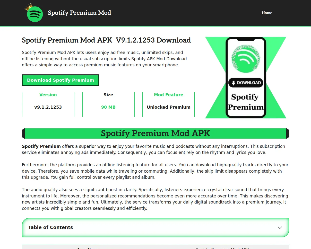 Screenshot of spotifypremiummod.com.in