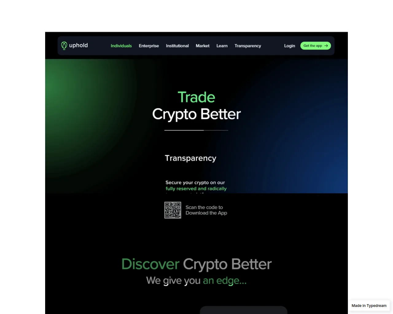 Screenshot of upphold---login.typedream.app