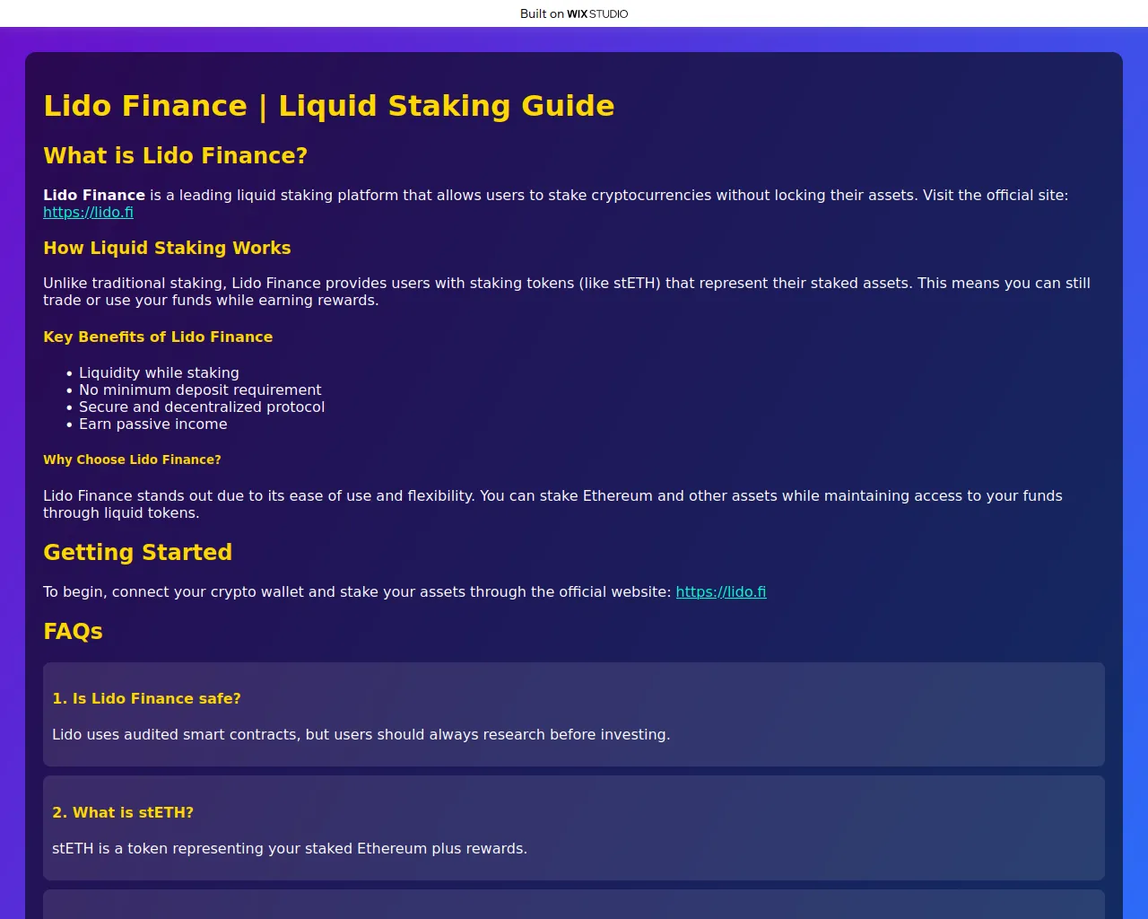 Screenshot of the-li-do.wixstudio.com