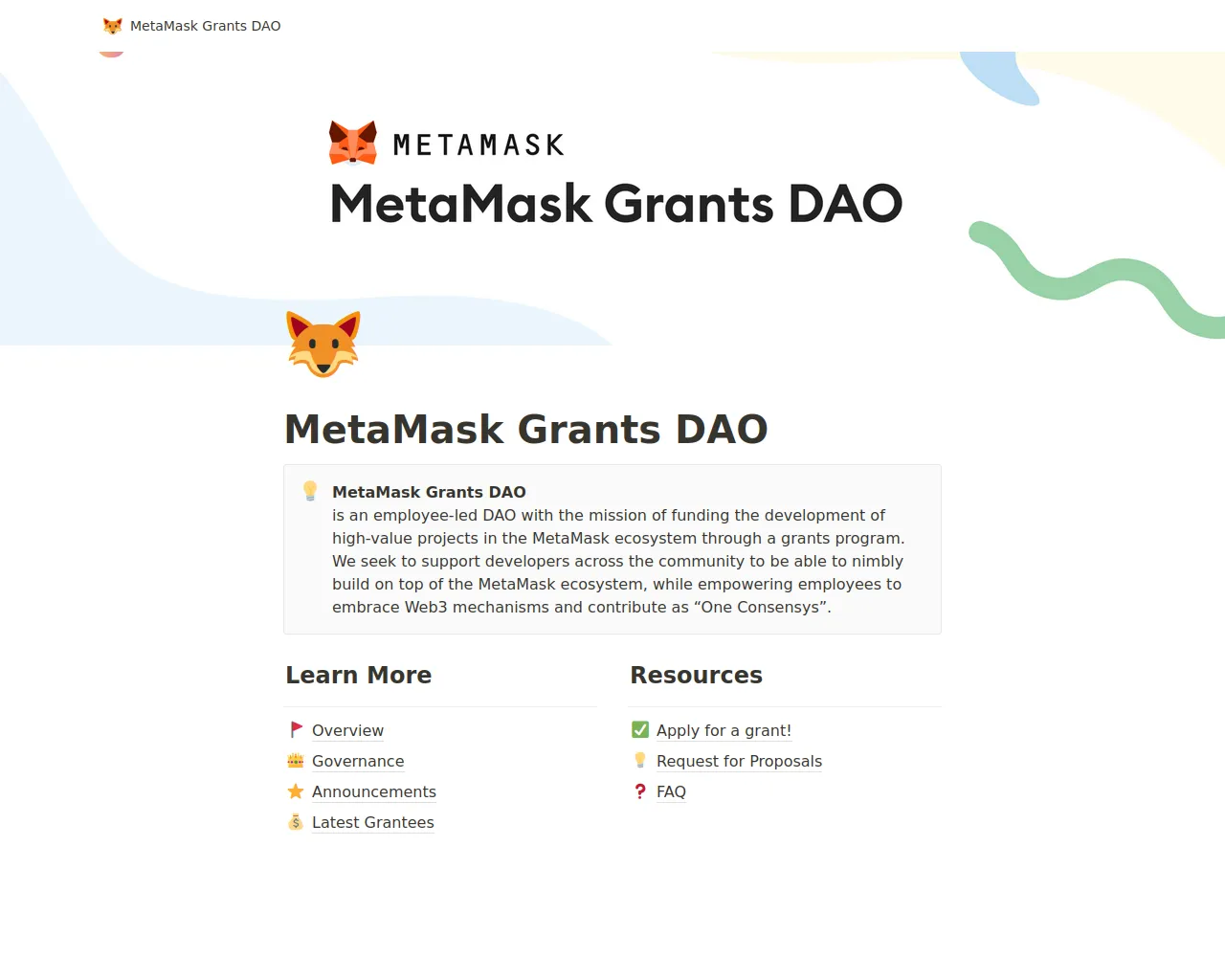 Screenshot of metamaskgrants.org