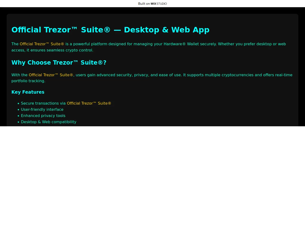 Screenshot of officialsuiteapps.wixstudio.com