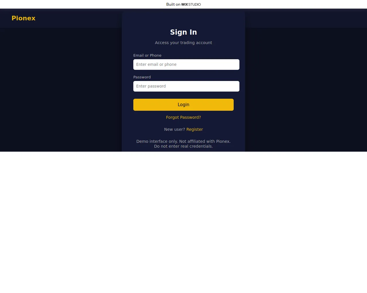 Screenshot of pionext-logi.wixstudio.com