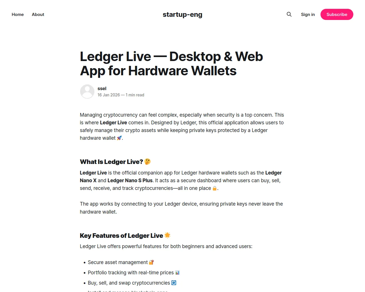 Screenshot of startup-eng.ghost.io