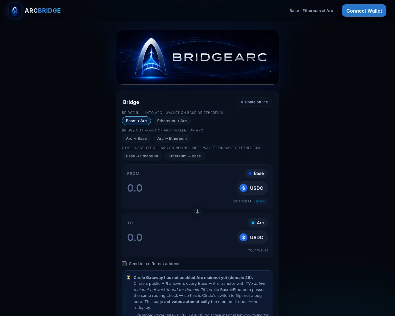 Screenshot of bridgearc.live