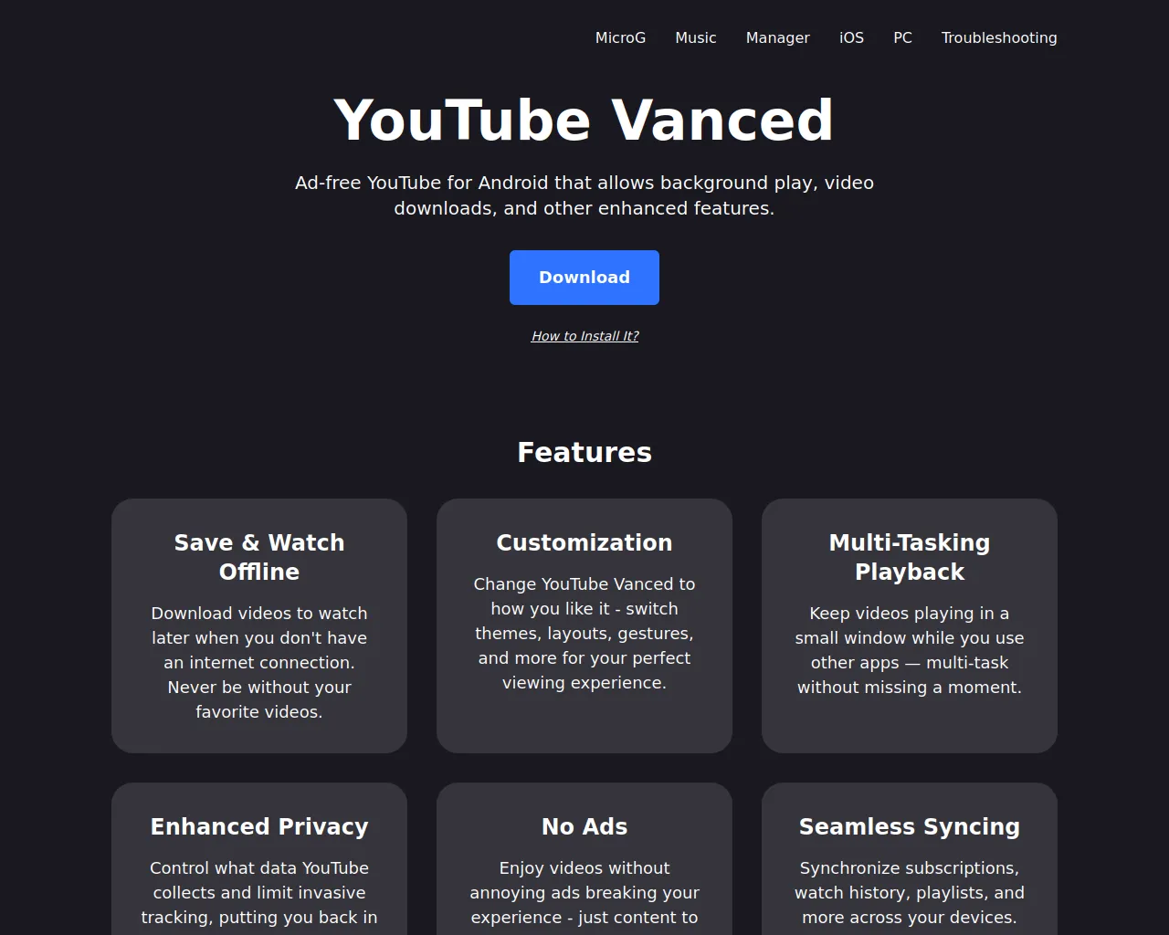 Screenshot of youtubevanced.gg