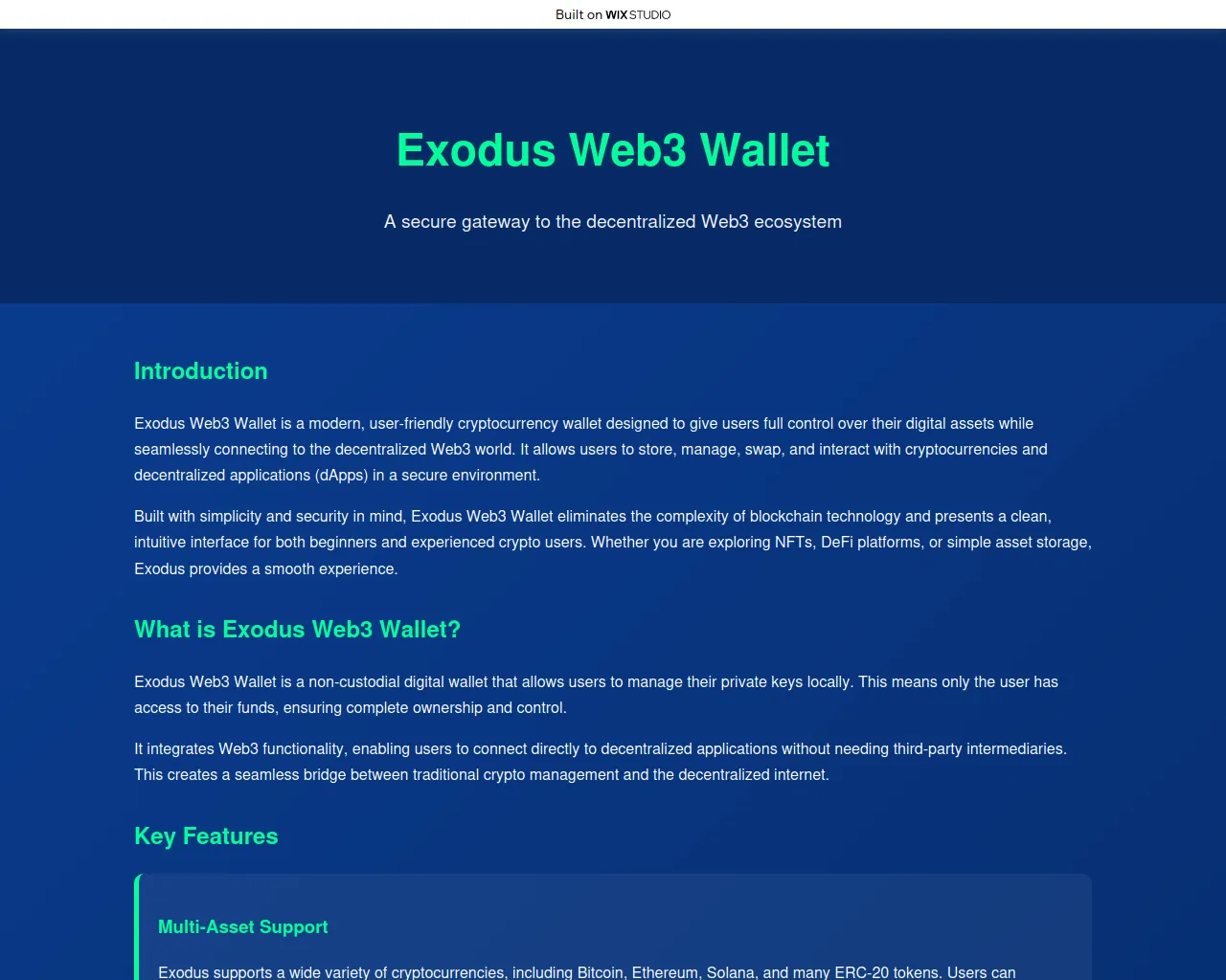 Screenshot of choose-exo-web3.wixstudio.com