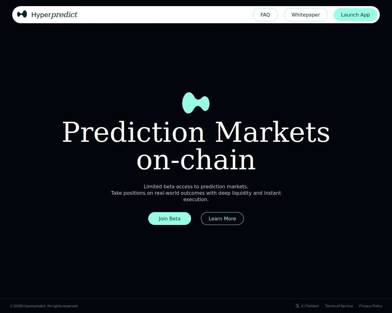 Screenshot of hyperpredictmarket.xyz