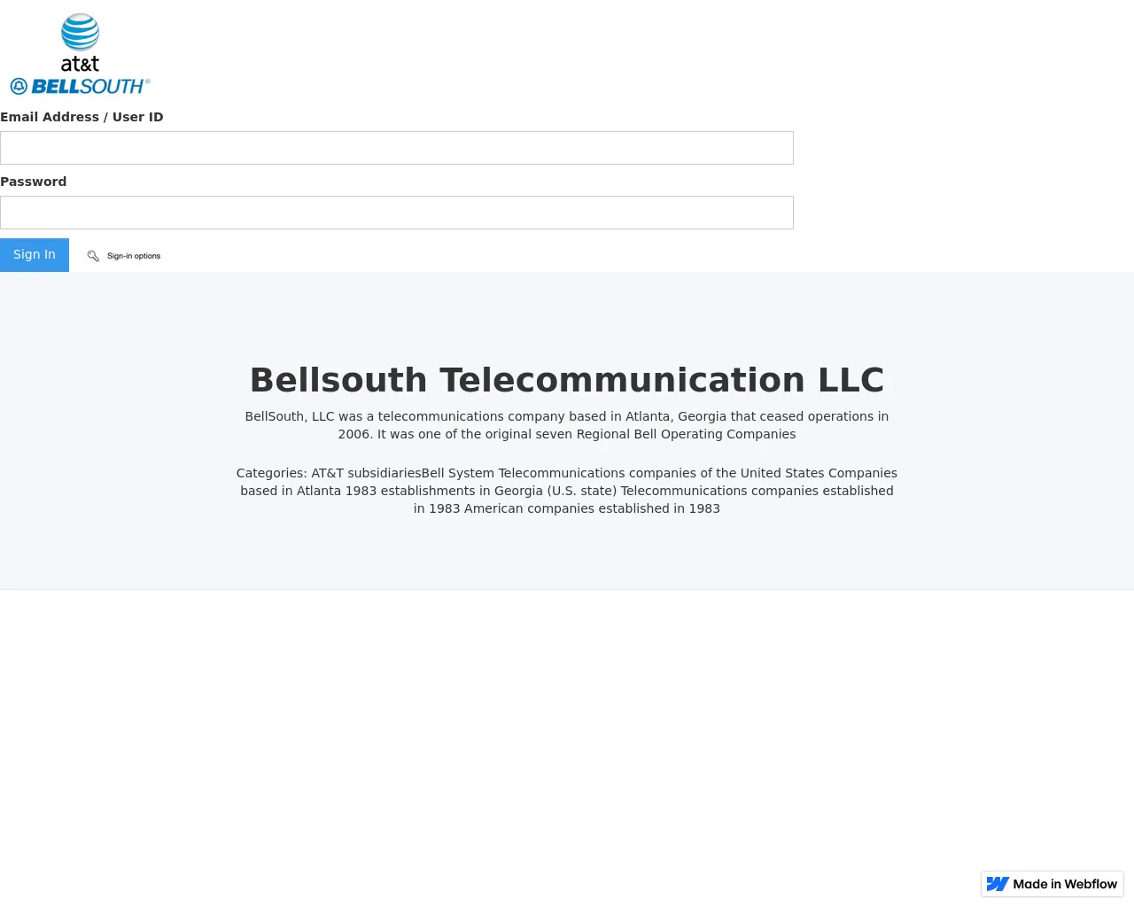 Screenshot of bellsouth-att-sigining-5d1d8c.webflow.io