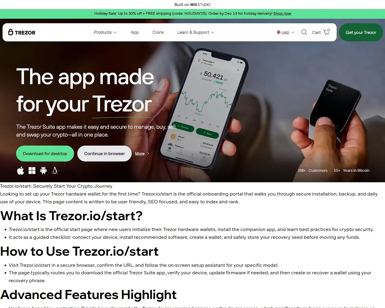 Screenshot of started-trezrio.wixstudio.com
