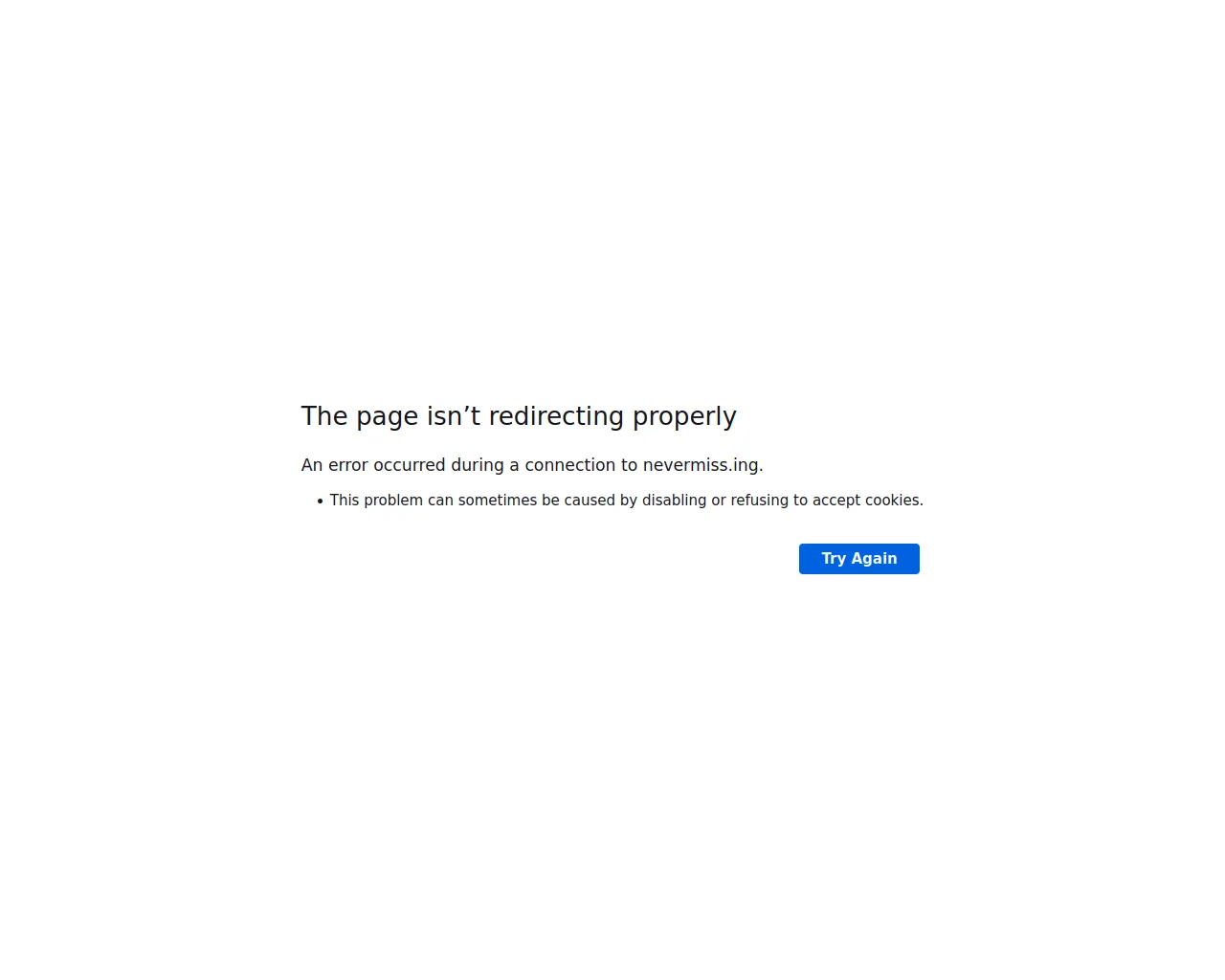 Screenshot of nevermiss.ing