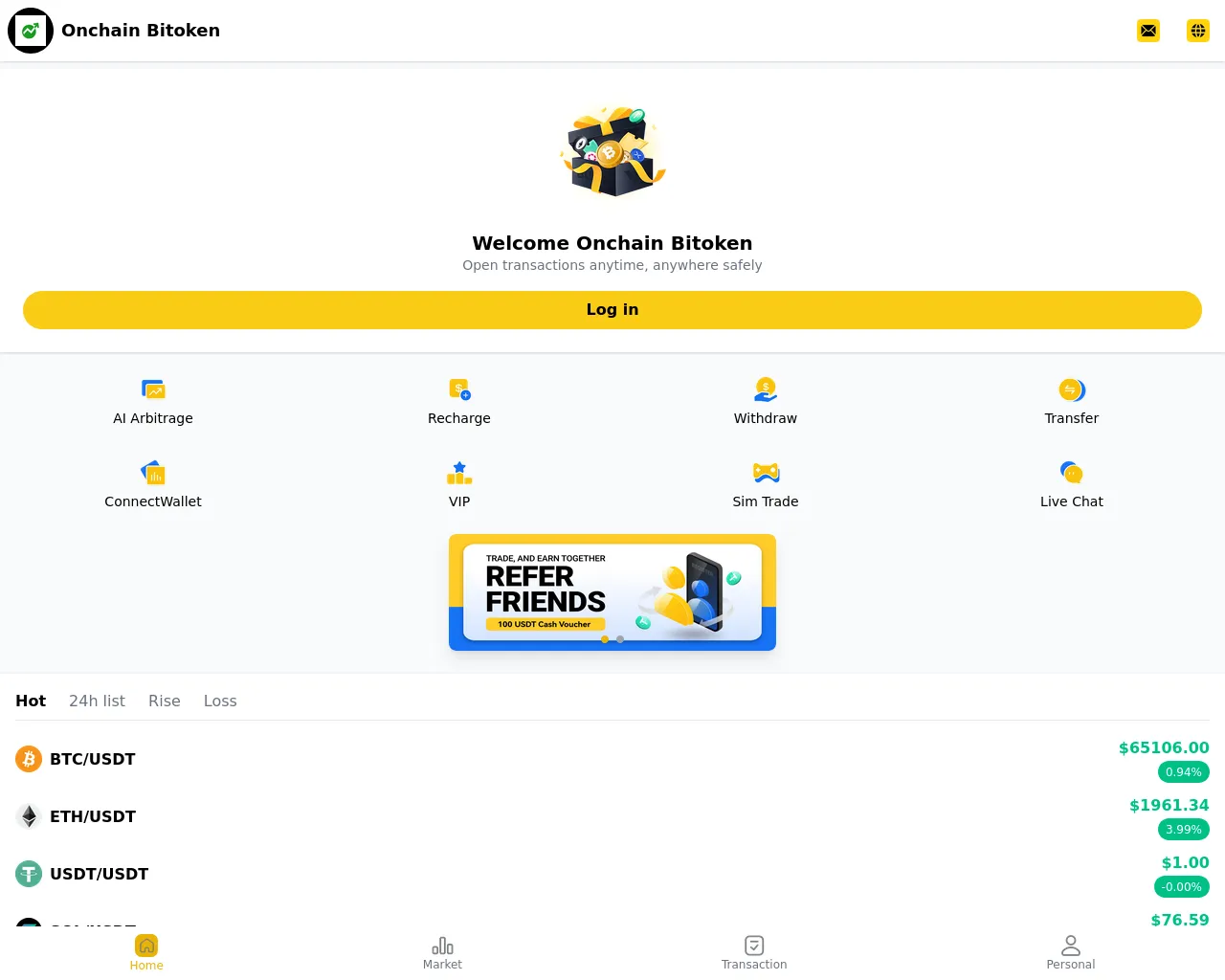 Screenshot of onchainbitoken.com