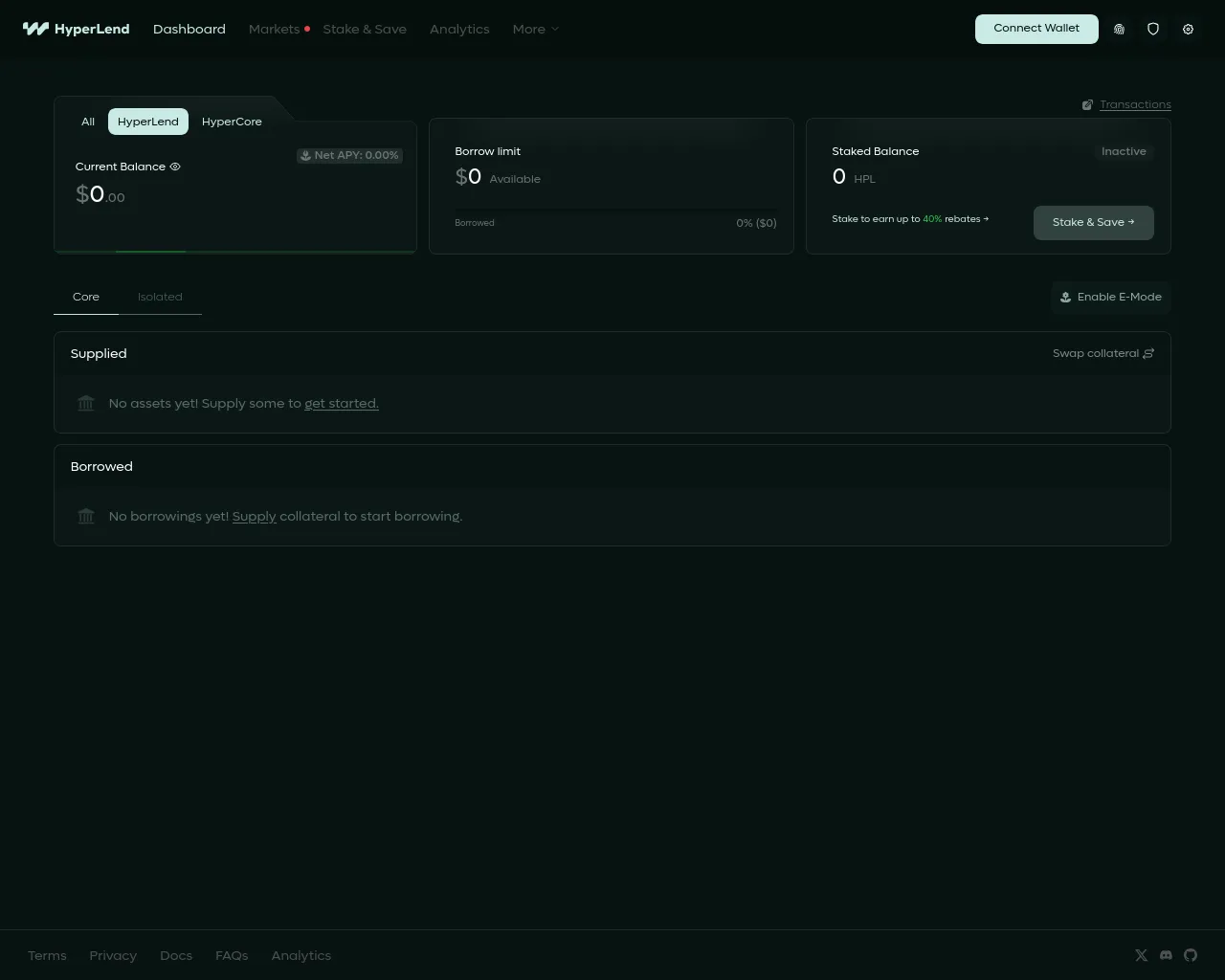 Screenshot of hryperlend.finance